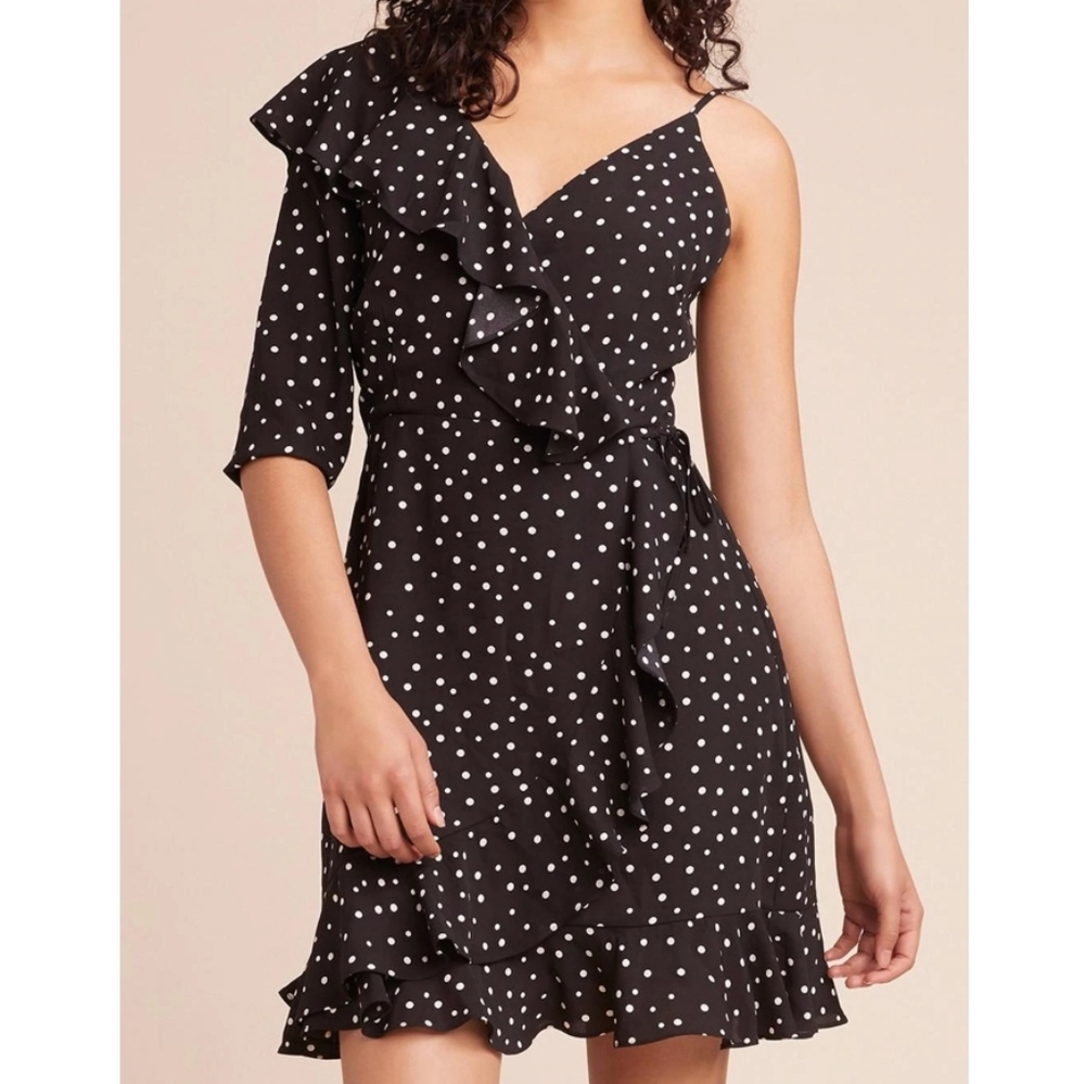 NWT Jack by BB Dakota One Shoulder Polka Dot Dress Black/White Size S